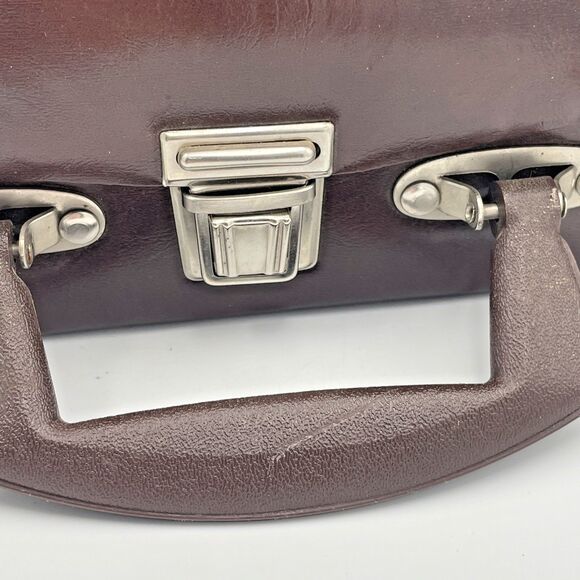 Vintage Cassette Tape Storage Case Faux Leather Brown Holds 12 - Picture 4 of 7